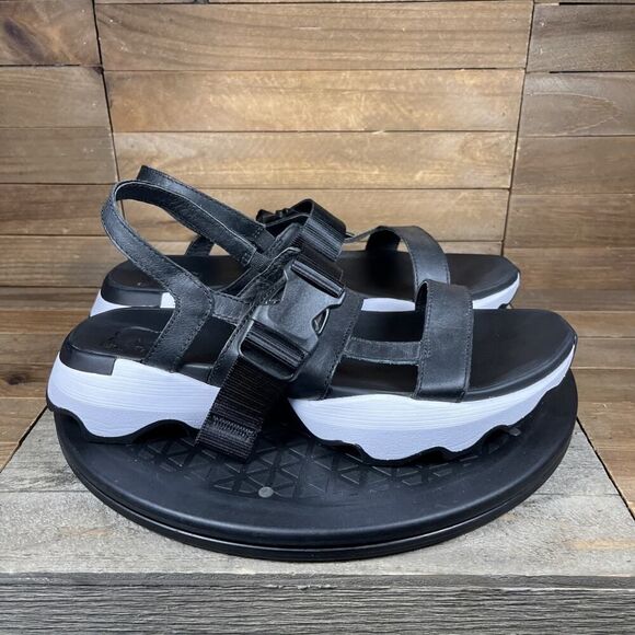 Sorel Women Size 8.5 Kinetic Impact Black & White Slingback Comfort Sandal Shoes - Picture 1 of 10